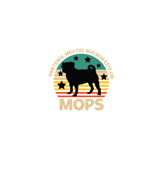 Prietenul meu cel mai bun este un mops model negru pe tricou