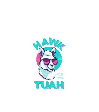 Hawk tuah llama retro sunglasses model albastru închis pe tricou