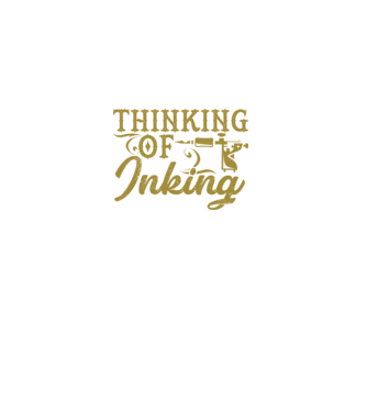 Thinking of inking model negru pe tricou
