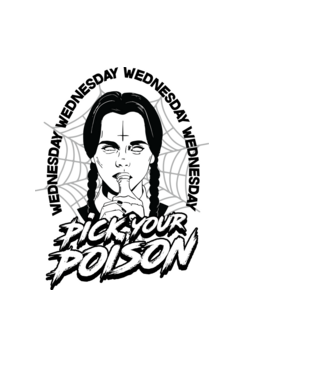 WEDNESDAY Pick your poison model albastru deschis pe tricou
