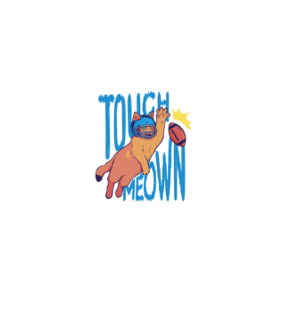 Touch Meow model negru pe tricou