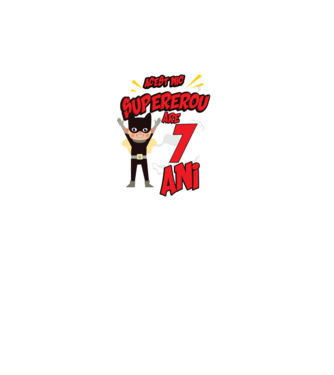 Acest mic supererou are 7 ani model turcoaz pe tricou