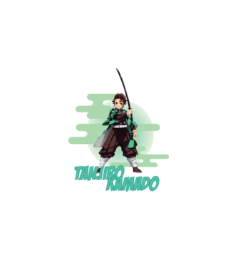 Demon Slayer Tanjiro model alb pe tricou