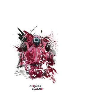 squid game poster model alb pe tricou