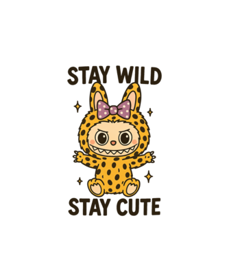 Stay wild - Labubu model alb pe tricou