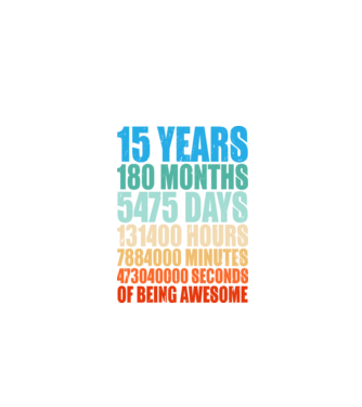 15 years of being awesome model negru pe tricou