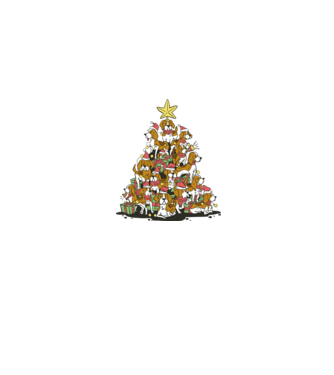 beagle christmas tree model albastru jeanși pe tricou