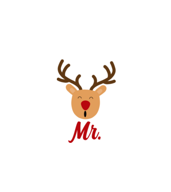Mr. Reindeer Christmas couple model alb pe tricou