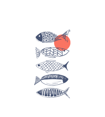 Fish model alb pe tricou