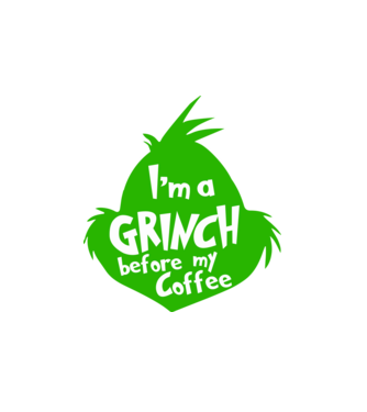 Grinch before coffee model alb pe tricou