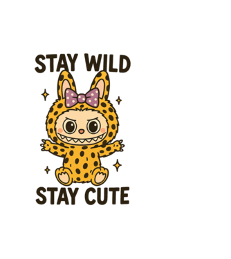 Stay wild - Labubu model alb pe tricou