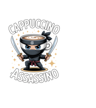 Cappuccino Assassino model negru pe tricou