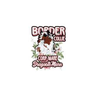 border collie - multă blană multă dragoste model alb pe tricou