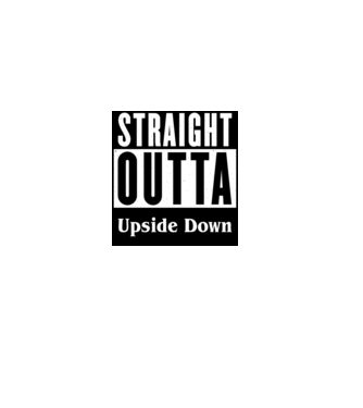 straight outta upside down model roz deschis pe tricou