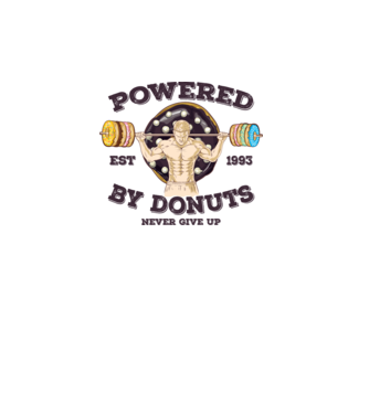Powered by donuts model alb pe tricou