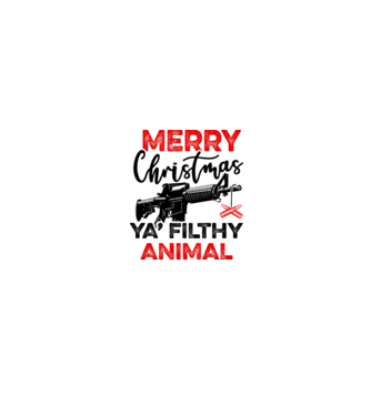 Merry Christmas Ya Filthy Animal model alb/roșu pe tricou