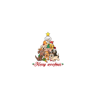 Merry woofmas model negru pe tricou