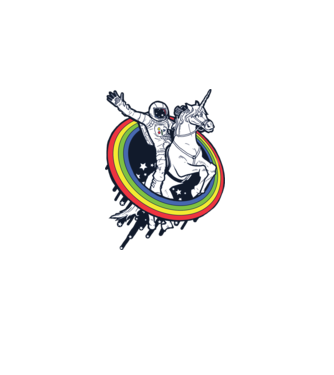 Unicorn Spaceman model albastru închis pe tricou