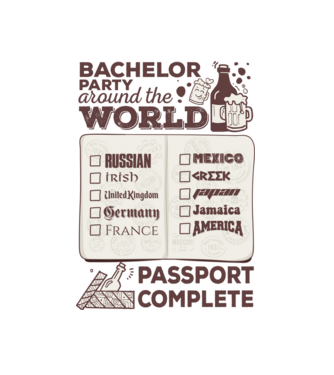 Bachelor Party World tour model alb pe tricou