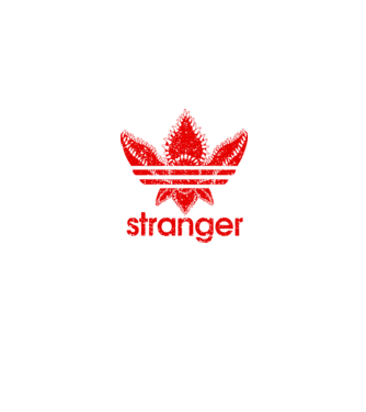 stranger logo red model albastru jeanși pe tricou