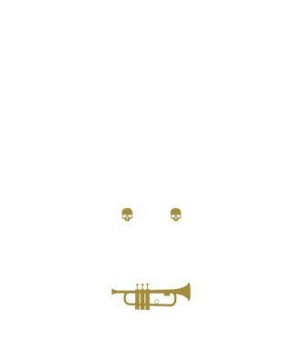 I play heavy metal trumpet model alb pe tricou