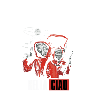 bella ciao money heist model alb pe tricou