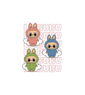 LABUBU model alb pe tricou