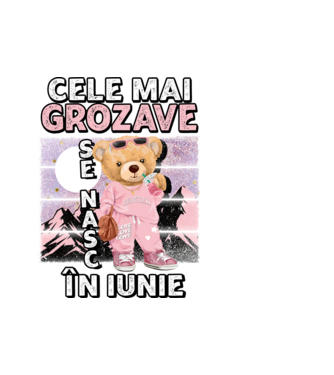 RETRO teddy fetişcană IUNIE model alb pe tricou