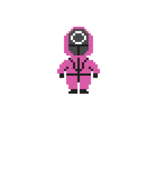 squid game pixel model negru pe tricou