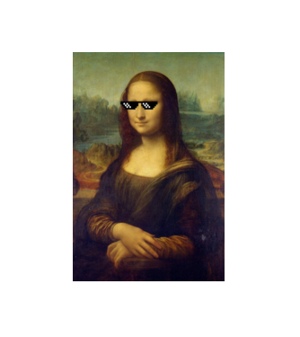Mona Lisa Deal with it model alb pe tricou