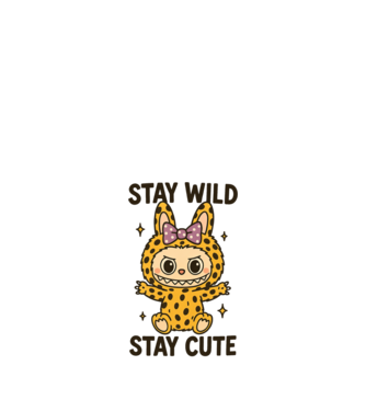 Stay wild - Labubu model alb pe tricou