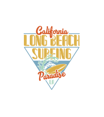 Long Beach model alb pe tricou