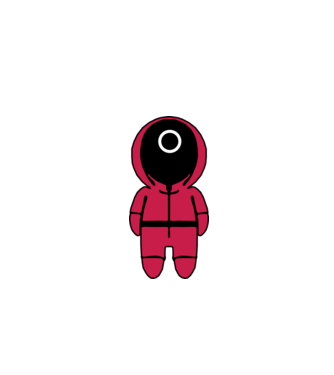 squid game figure model negru pe tricou