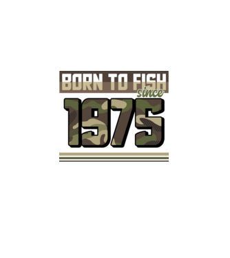 Born to fish since 1975 model negru pe tricou