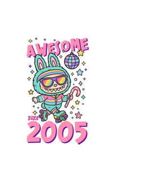 Awesome since 2005 - Labubu model alb pe tricou