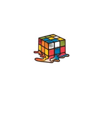 Melted Rubik model negru pe tricou
