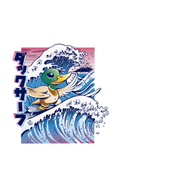 Surfer Duck model negru pe tricou