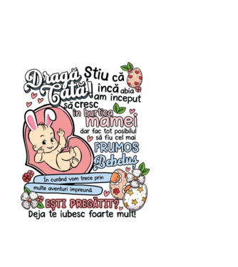 Paști Dragă tată model alb pe tricou
