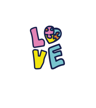Ziua Mondială a Autismului LOVE model alb pe tricou