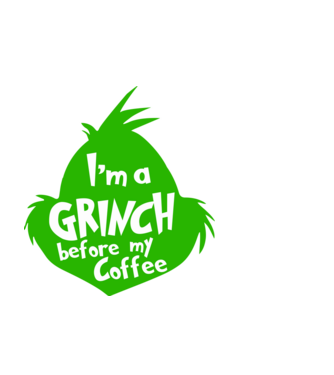 Grinch before coffee model negru pe tricou