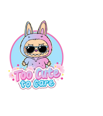 Too cute to care model negru pe tricou