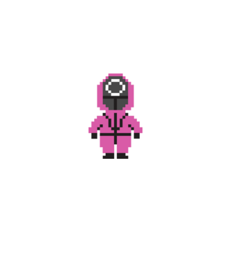 squid game pixel model negru pe tricou