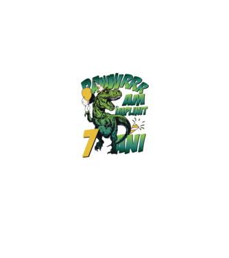 Rawr Am împlinit 7 ani model alb pe tricou