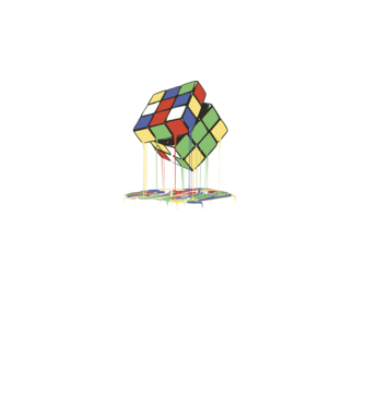 Melting Rubik cube model turcoaz pe tricou
