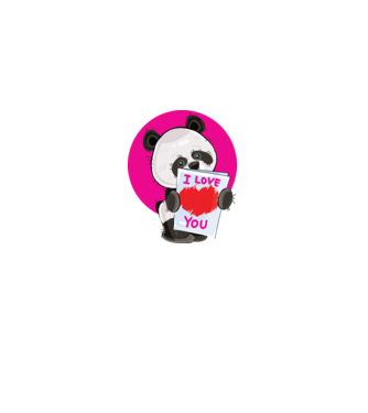 dragoste panda model negru pe tricou