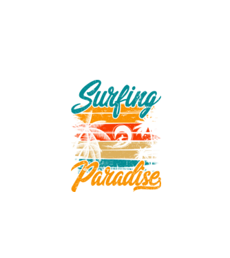 Surfing Paradise model negru pe tricou