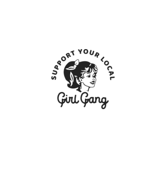 Support your local girl gang pe fond alb -01 model gri pe tricou