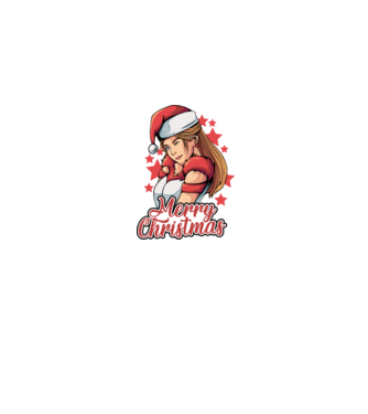 Merry christmas santa girl model albastru jeanși pe tricou