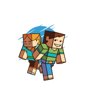 Minecraft model alb pe tricou