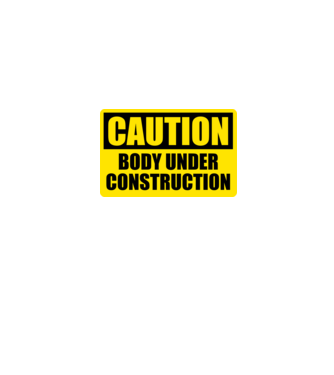 Caution Body Under Construction model albastru jeanși pe tricou
